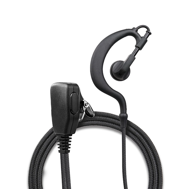 EM-2022N Braided Fiber Cloth G-shape Ear Hook Headset w/ PTT Noise Cancelling Mic