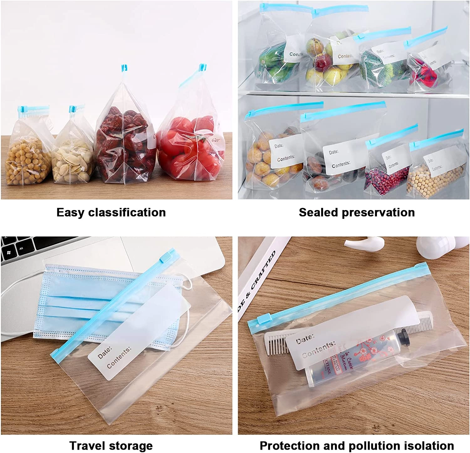 Custom Storage Reusable Freezer Slider Ziplock Bag For Food