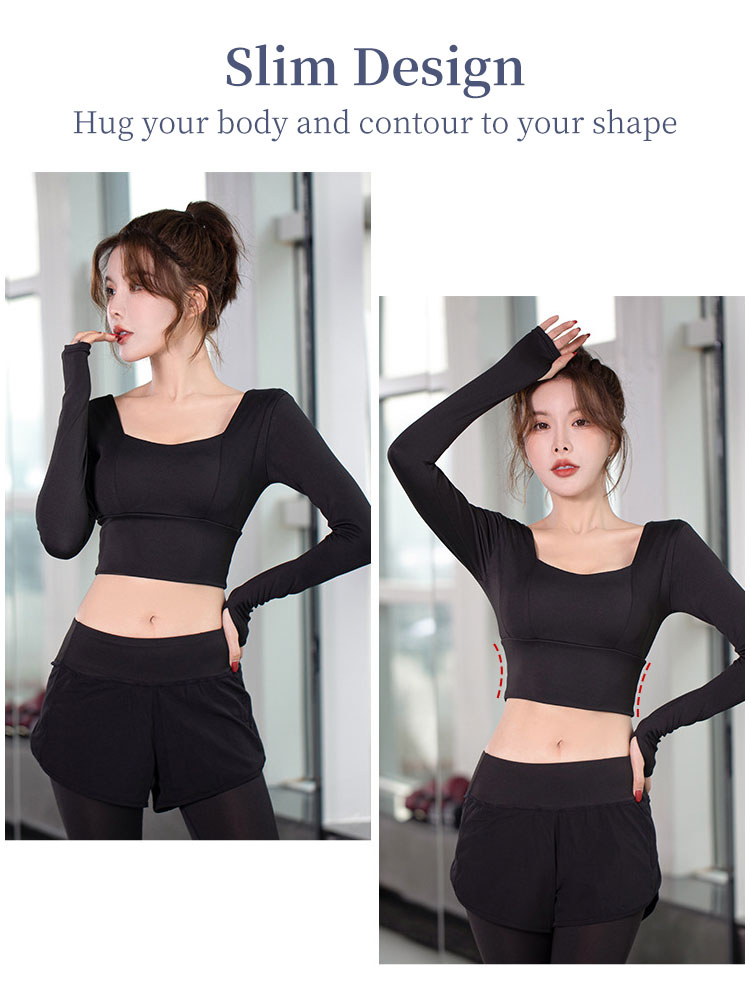 Padded Long Sleeve Workout Yoga Tops