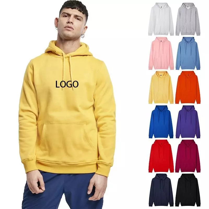 High quality 100% cotton fleece men pullover hoodie custom printing logo plus size men's hoodies & sweatshirts