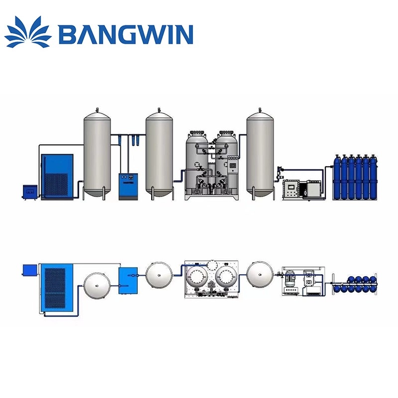 BWbrand 10nm3 20nm3 50nm3 80nm3 PSA VPSA Cryogenic nitrogen oxygen generator plant medical industrial use over 95% purity