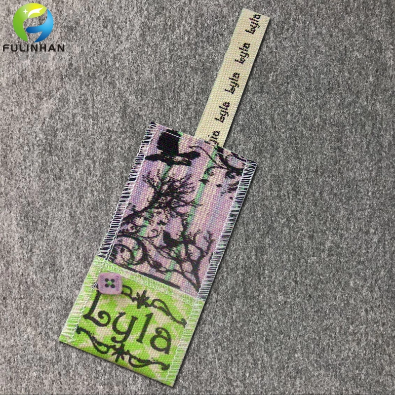 Natrual Cotton Canvas Fabric Clothing Hang Tags With Button