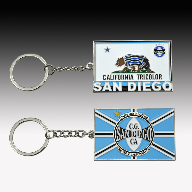 Custom san diego soft enamel california double sides keychain