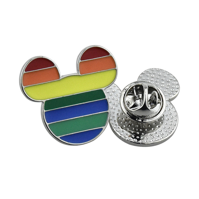 Custom peace and love badge metal hard soft enamel pins lesbian heart logo rainbow flag gay pride lapel pins