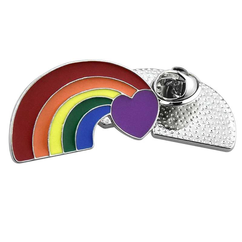 Custom peace and love badge metal hard soft enamel pins lesbian heart logo rainbow flag gay pride lapel pins