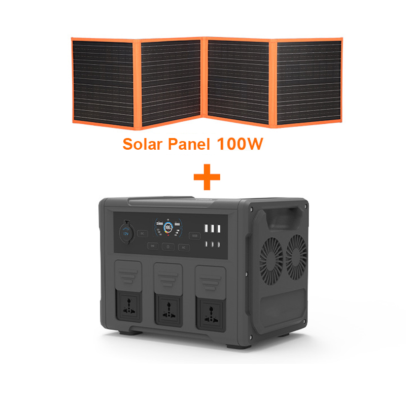 1200W Solar Power Station Wireless Charging Backup Energy Source with Solar Panel Outdoor Camping Kit