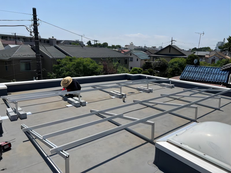 Cement flat roof solar installation system