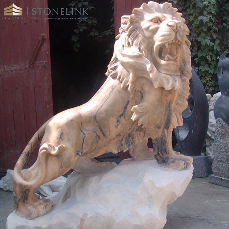 Lion beige granite sculptures