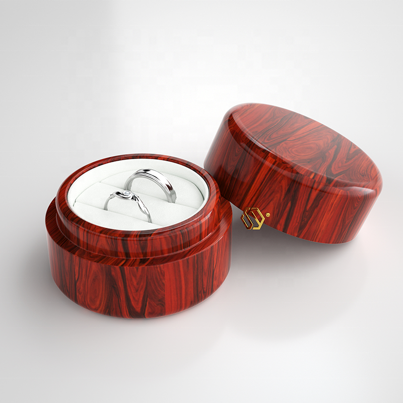 Round Wooden Souvenir Jewelry Ring Box