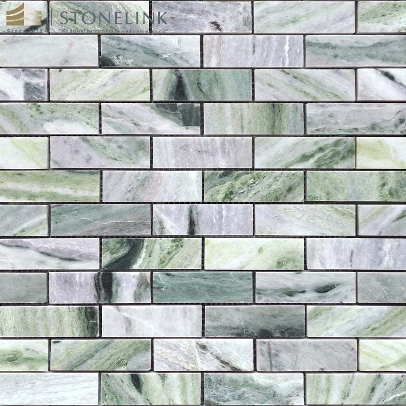 Raggio Verde brick linear marble mosaic