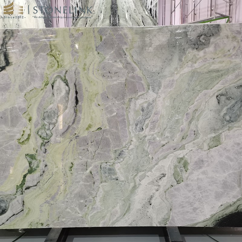 Raggio Verde green marble slab