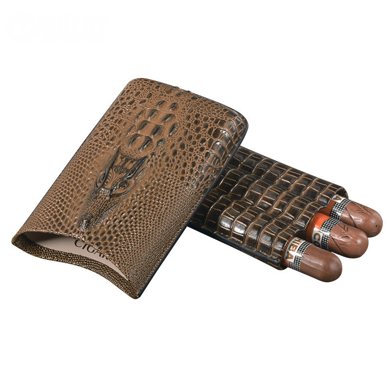 Premium 3 Finger  Leather Cigar Case