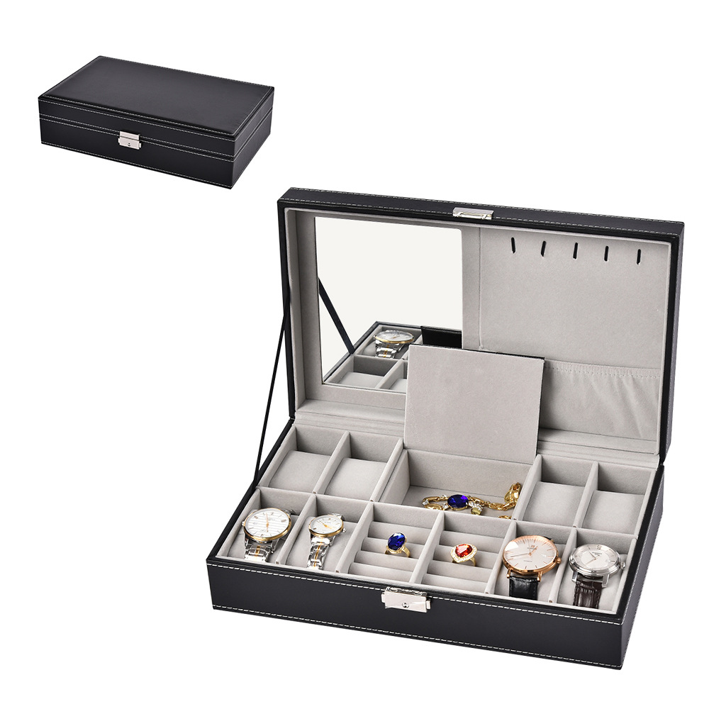 black leather storage case travel jewelry box