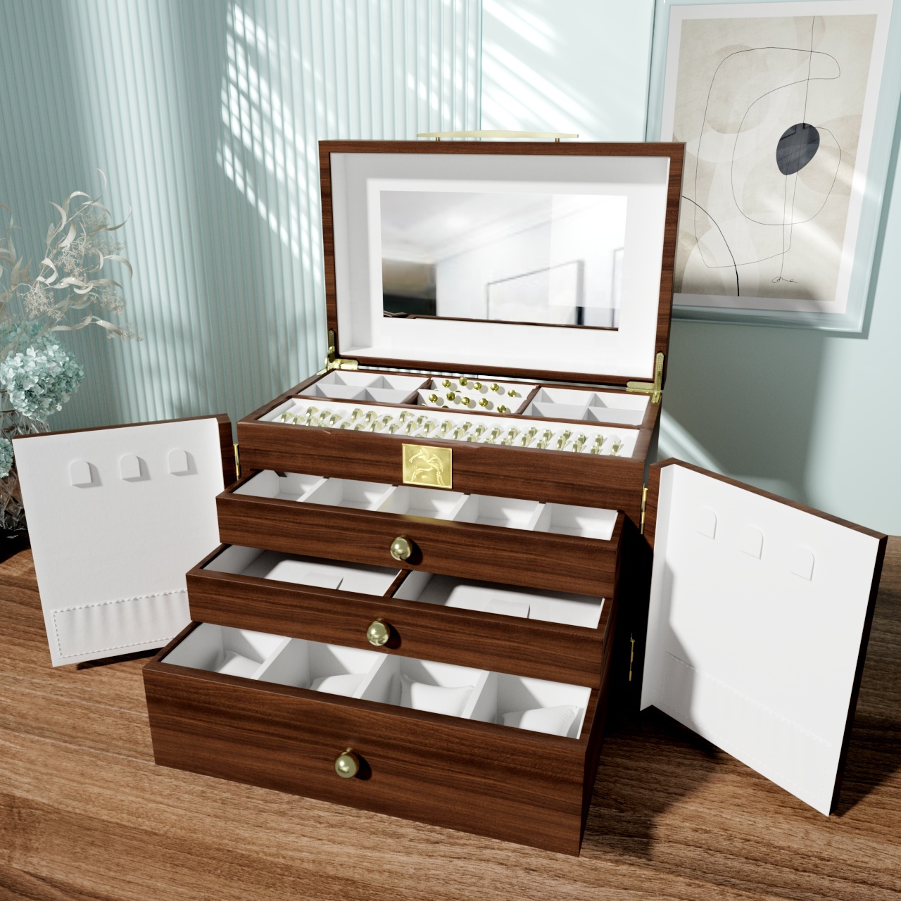 customizable wooden drawer stackable jewelry box