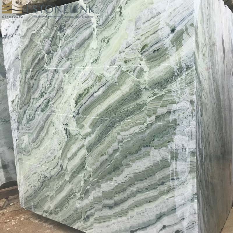 Raggio Verde green natural marble block