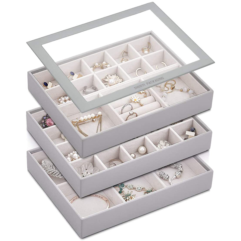 stackable organizer jewelry display tray box