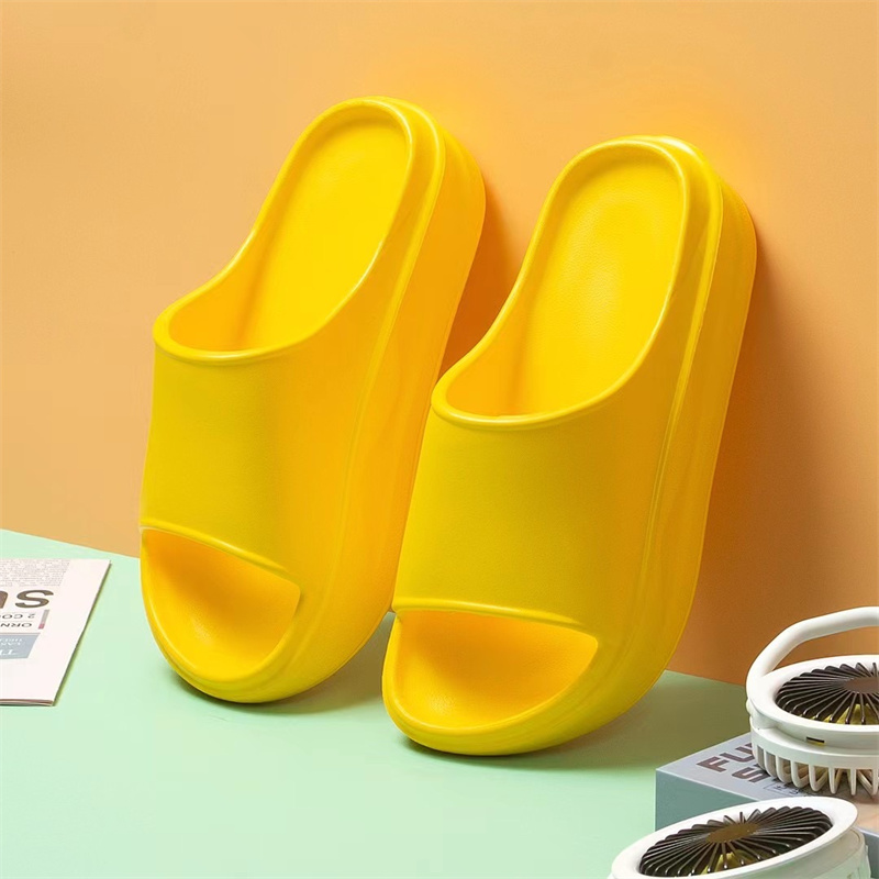 Simple Solid Color Bathroom Slides Platform Slippers