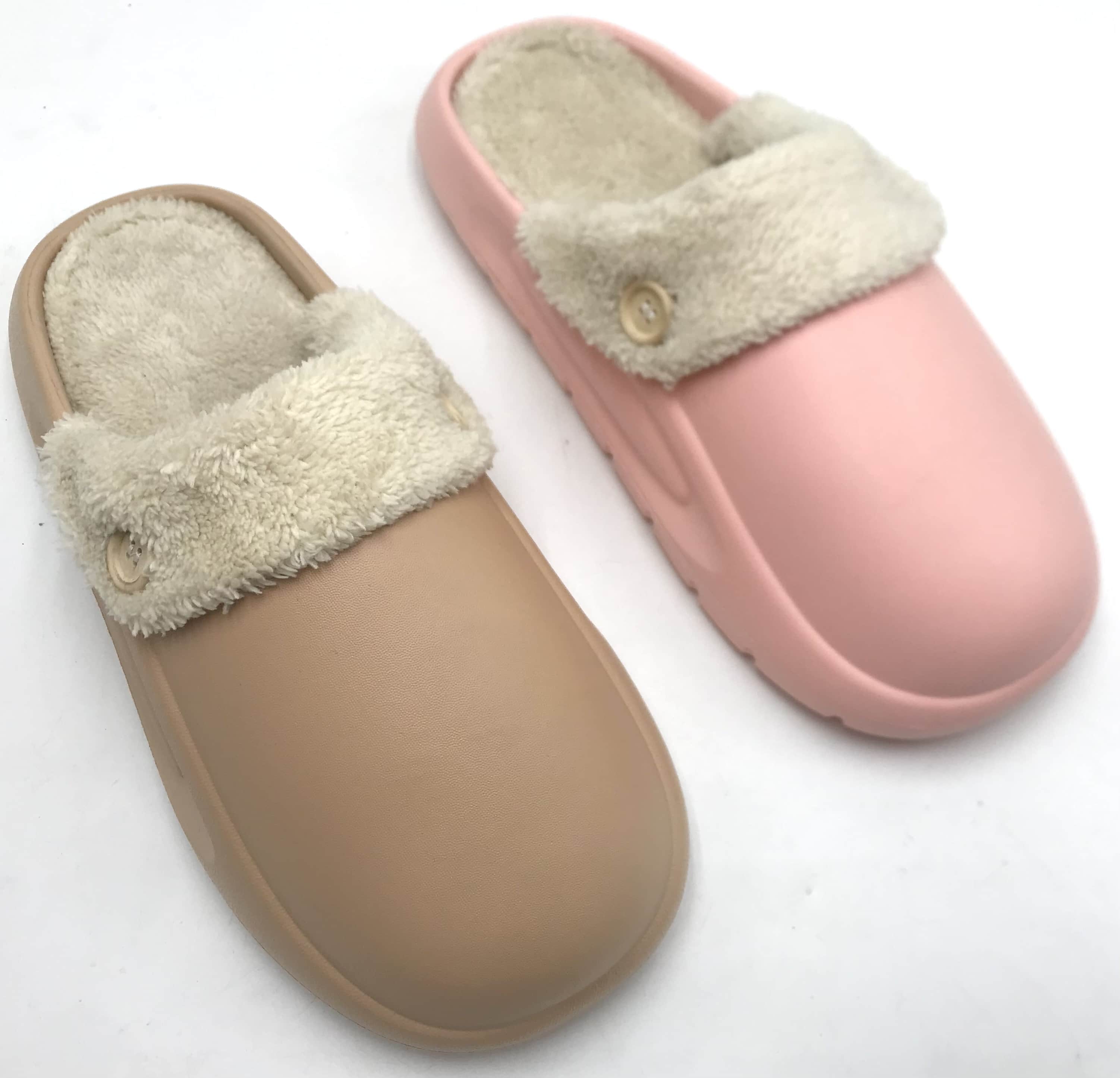 Winter Smooth Button Cotton Slippers