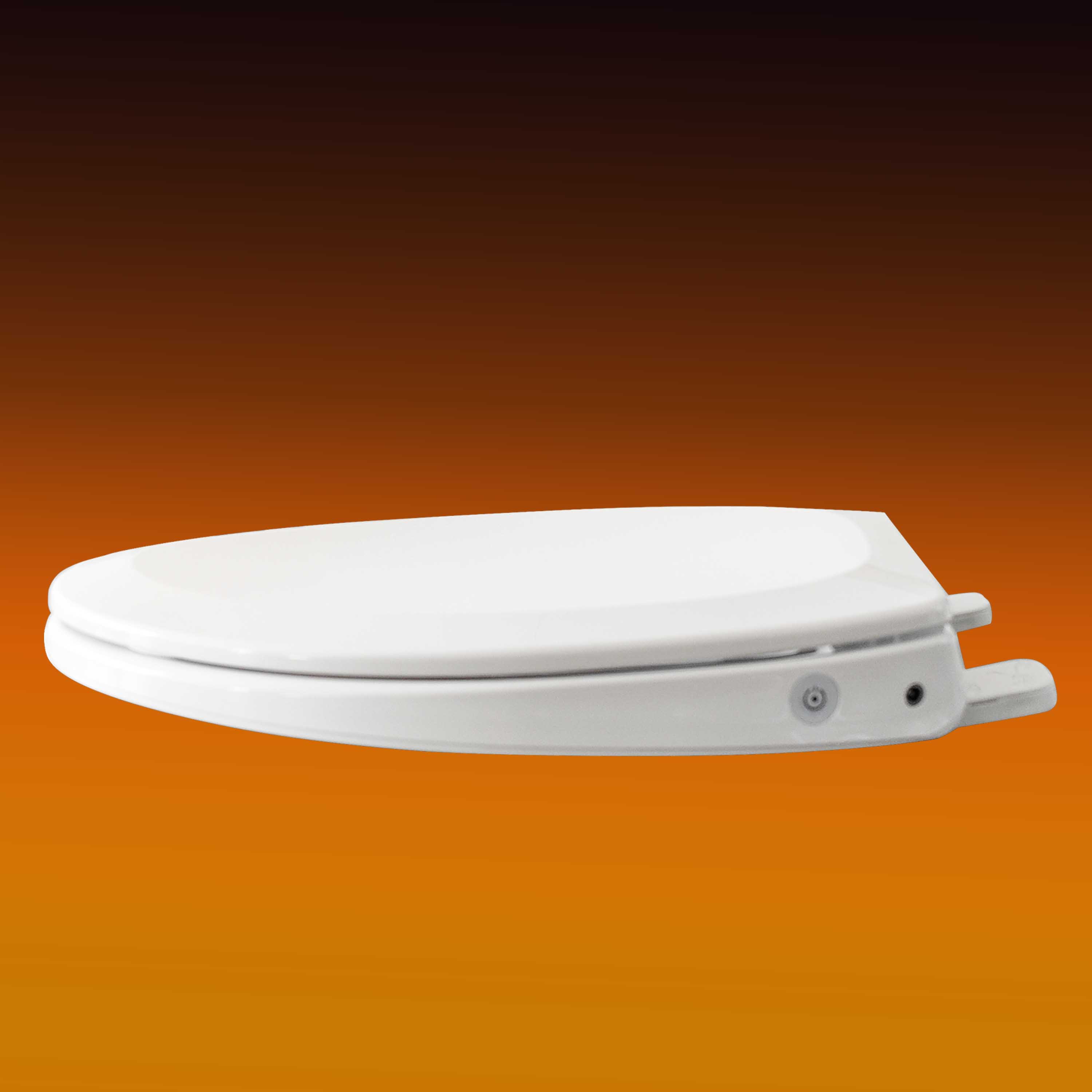 Auto Night Light Heated Toilet Seat with Built-in Side Control For Elongated V-shaped Toilets