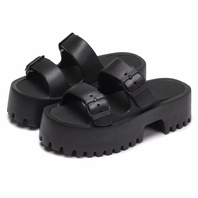 Custom Non-slip Thick Sole Platform Buckle Slippers