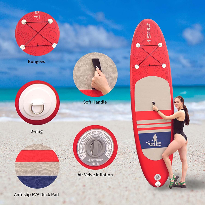 red color inflatable paddle board