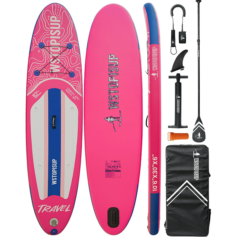 Heat welded pink color 10.6ft inflatable sup board for surfing