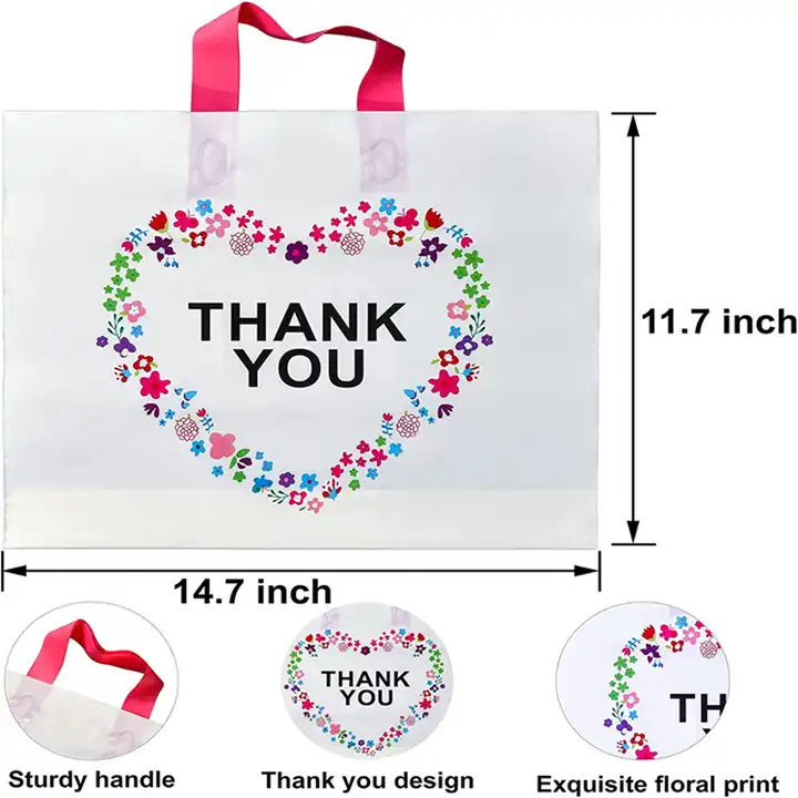 Die Cut Thank You Carrier Shopping Packaging Bags
