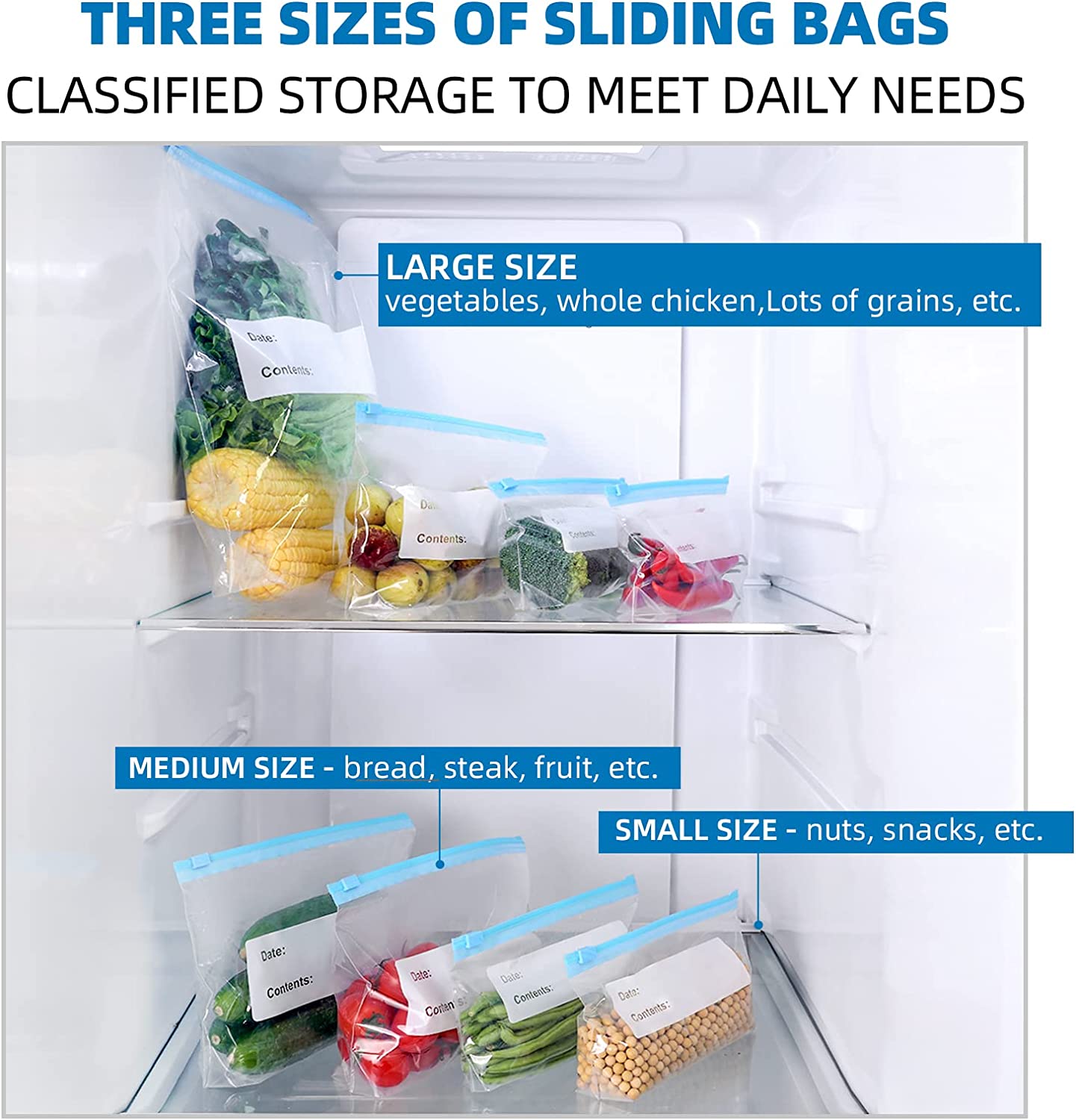Food Storage Freezer Zipper Bags 