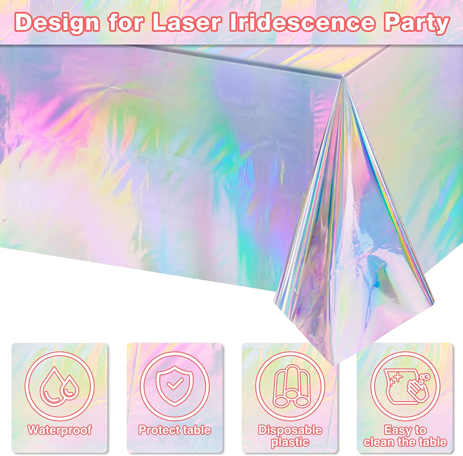 Holographic Foil Tablecloth Iridescent Party Decoration