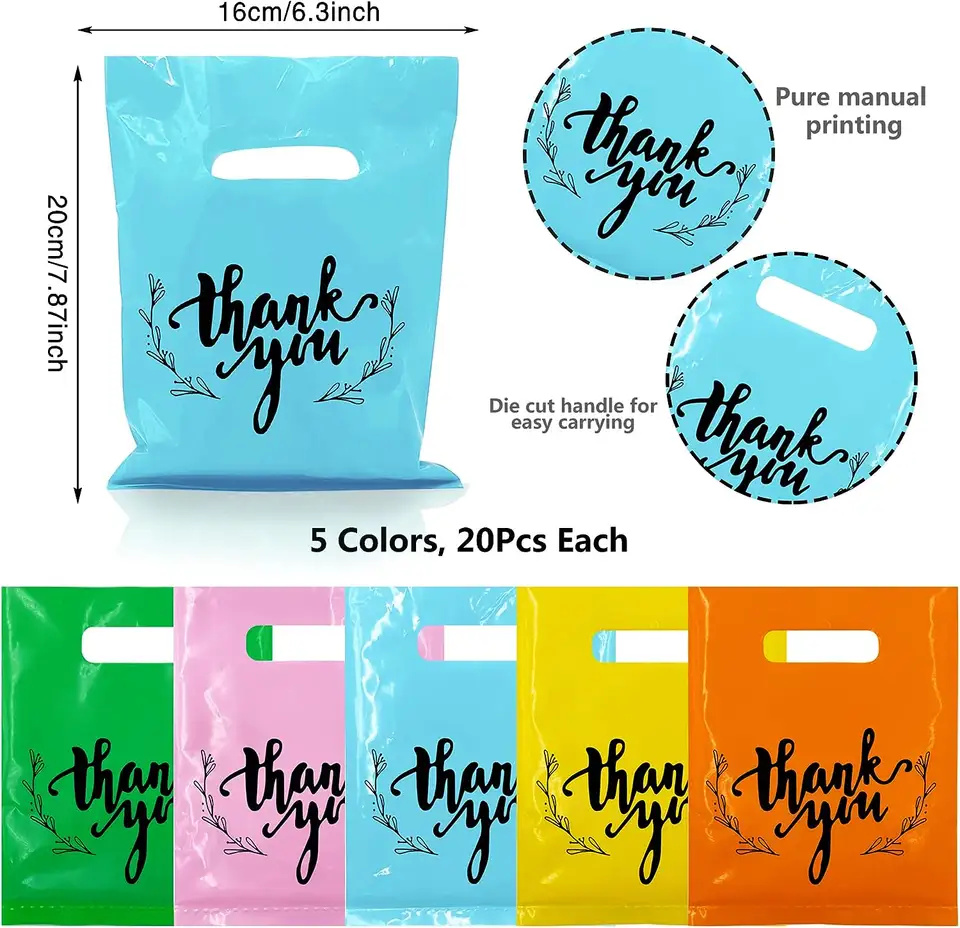 Print Logo Plastic Thank You Candy Favor Bags for Party