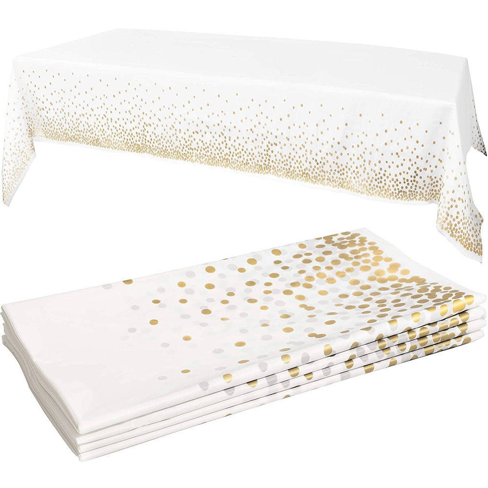ODM Gold Dot Disposable Plastic Tablecloths Table Cover