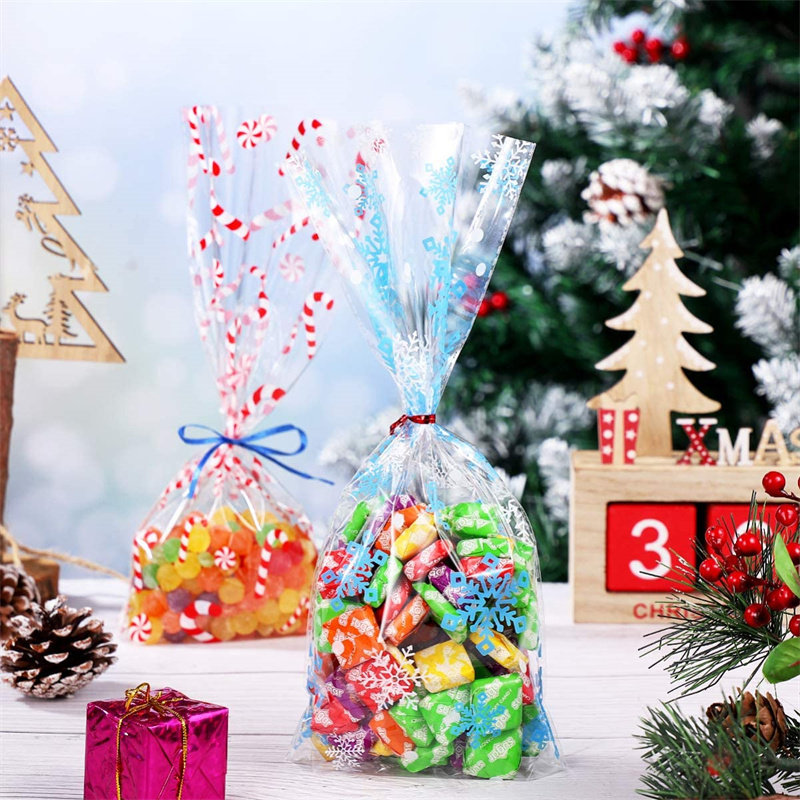 Christmas Cellophane Treat Bags Snowflake Plastic Candy Biscuit Bags