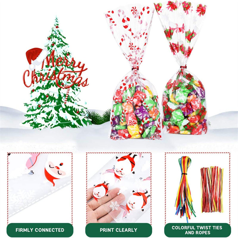 Christmas Cellophane Treat Bags Snowflake Plastic Candy Biscuit Bags