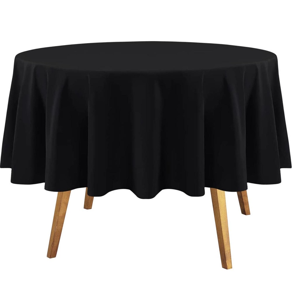 Customized Black 84 Inch Round Plastic Disposable Tablecloth