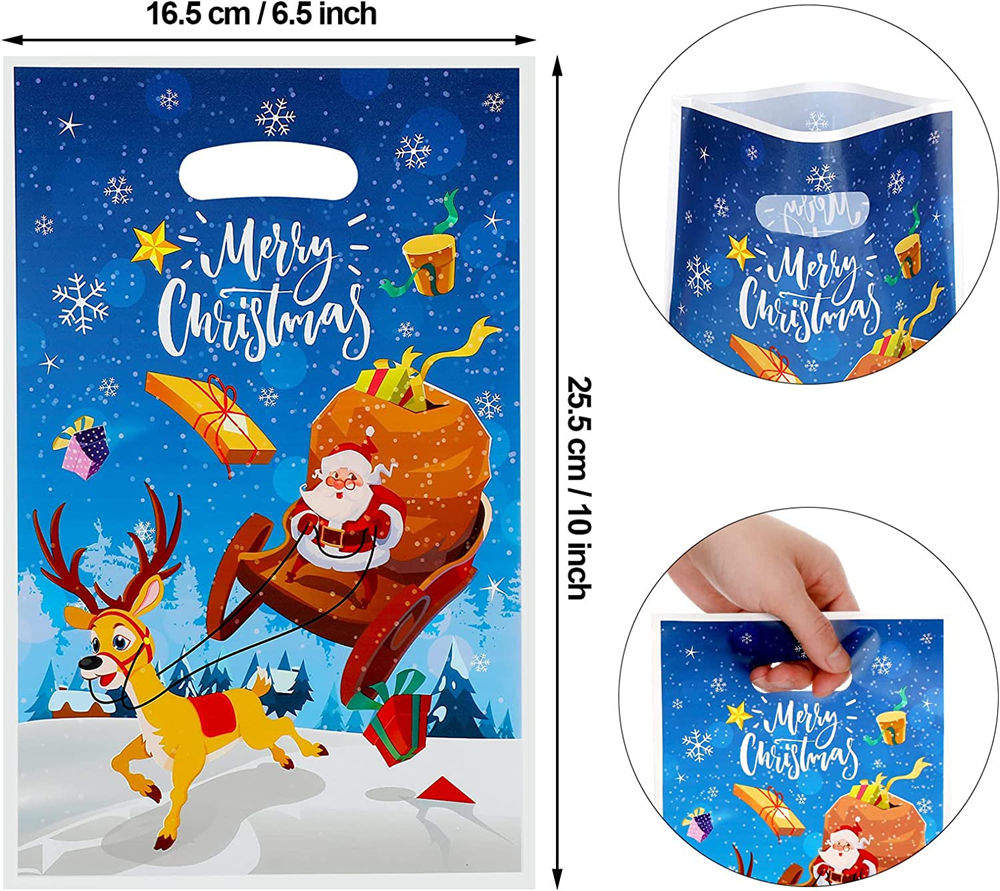 Christmas Party Gift Plastic Shopping Bags with Handle Die Cut